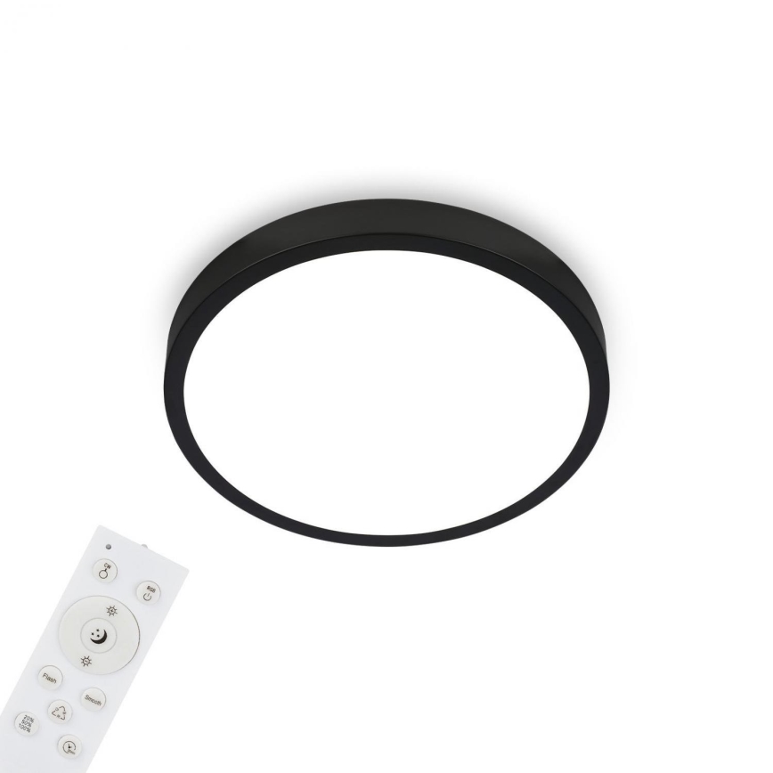 Briloner 3709-015 - Светодиодный потолочный RGBW-светильник с регулированием яркости LED/22W/230V 4000K диаметр 38 см черный + дистанционное управление
