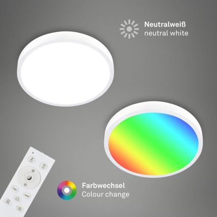 Briloner 3709-016 - Стельовий RGBW-світильник з регулюванням яскравості LED/22W/230V 4000K діаметр 38 см білий + пульт дистанційного керування