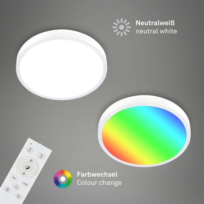 Briloner 3709-016 - Стельовий RGBW-світильник з регулюванням яскравості LED/22W/230V 4000K діаметр 38 см білий + пульт дистанційного керування