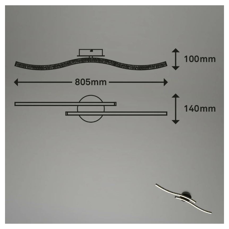 Briloner 3718-025 - Пристельова LED люстра REY 2xLED/6W/230V чорний