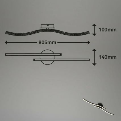 Briloner 3718-025 - Пристельова LED люстра REY 2xLED/6W/230V чорний