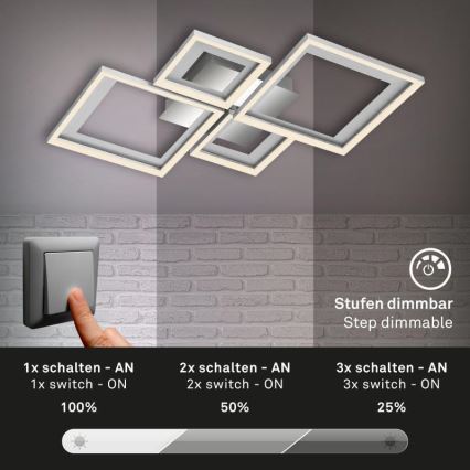 Briloner 3727-019 - Светодиодный потолочный светильник с регулированием яркости FRAME LED/38W/230V