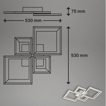 Briloner 3727-019 - Светодиодный потолочный светильник с регулированием яркости FRAME LED/38W/230V
