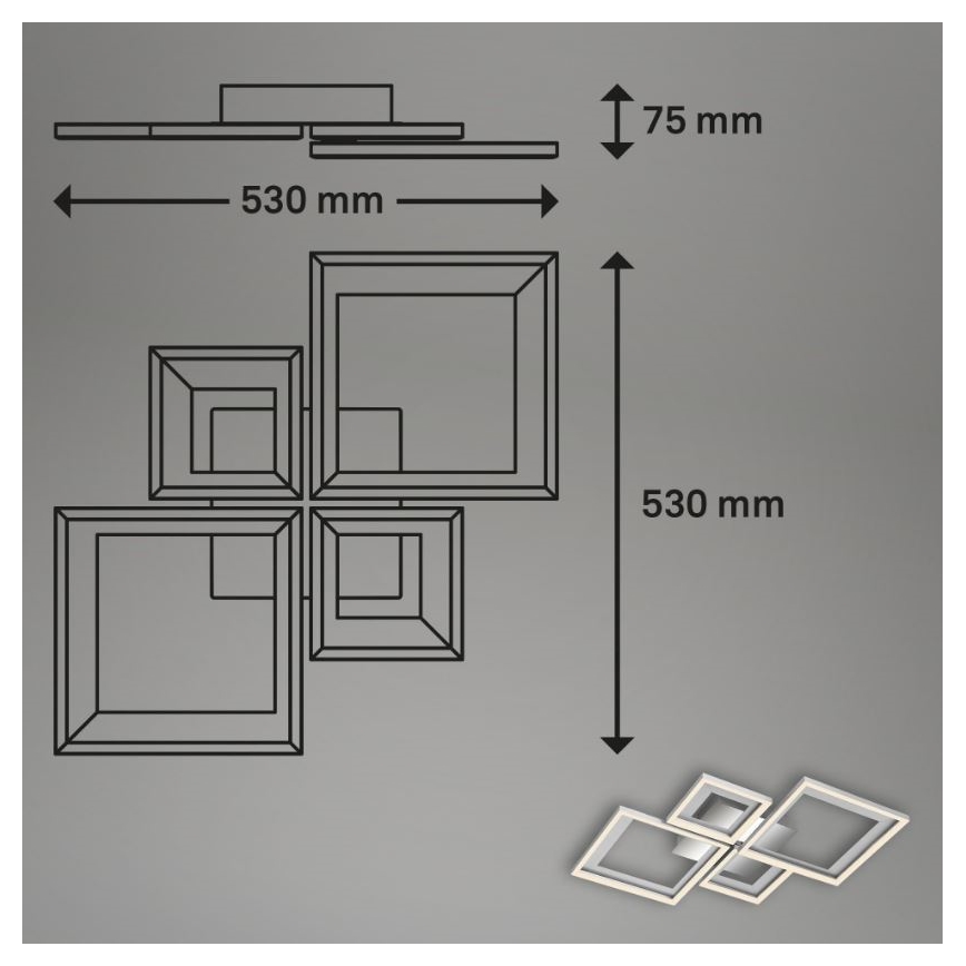 Briloner 3727-019 - Светодиодный потолочный светильник с регулированием яркости FRAME LED/38W/230V