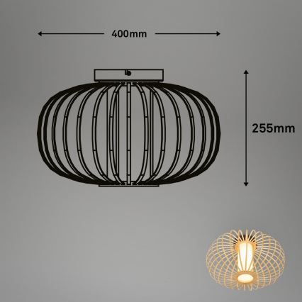 Briloner 3759011 - Стельовий світильник 1xE27/10W/230V діаметр 40 см бамбук