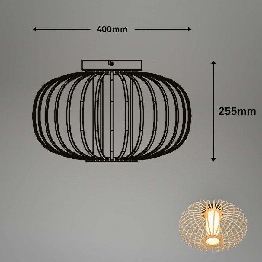 Briloner 3759011 - Стельовий світильник 1xE27/10W/230V діаметр 40 см бамбук