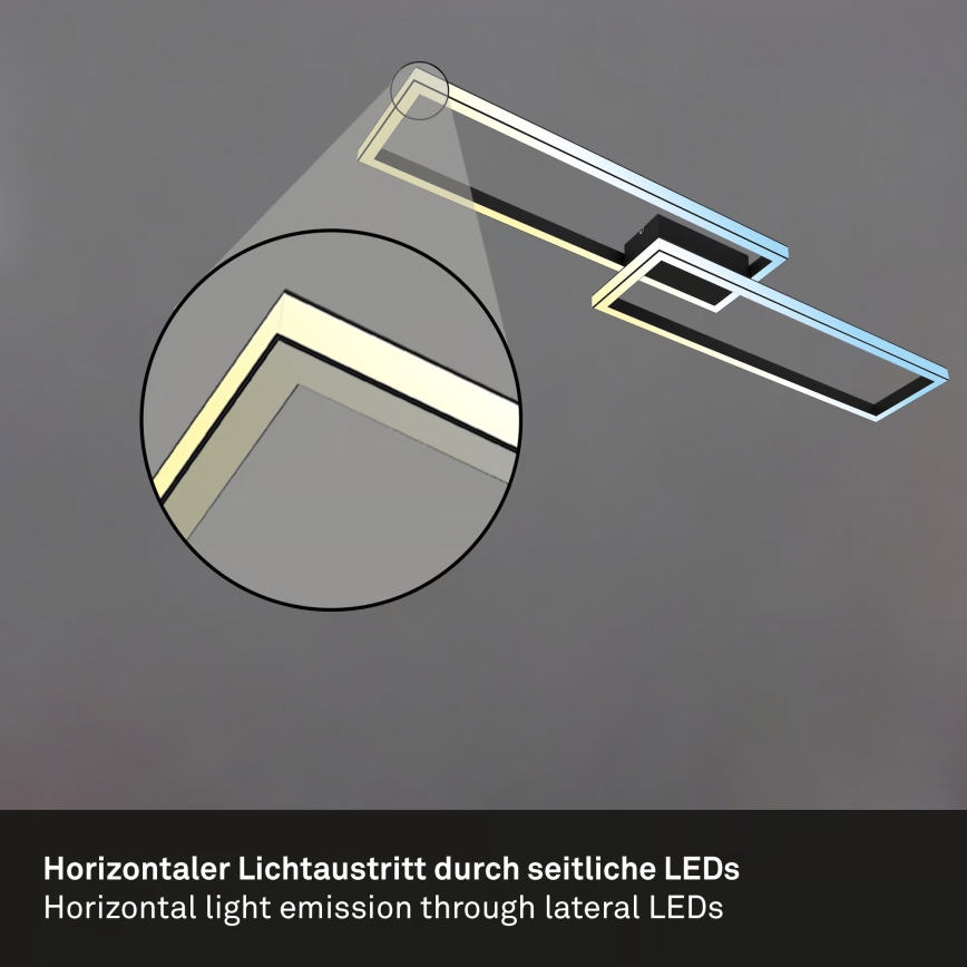 Briloner 3761015 - Диммируемый потолочный светильник LED, 45 Вт, 230 В, 2700–6500 К, черный + пульт дистанционного управления