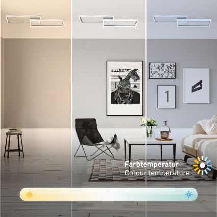 Briloner 3761019 - диммируемый потолочный светильник LED/45W/230V 2700-6500K, матовый хром + пульт дистанционного управления