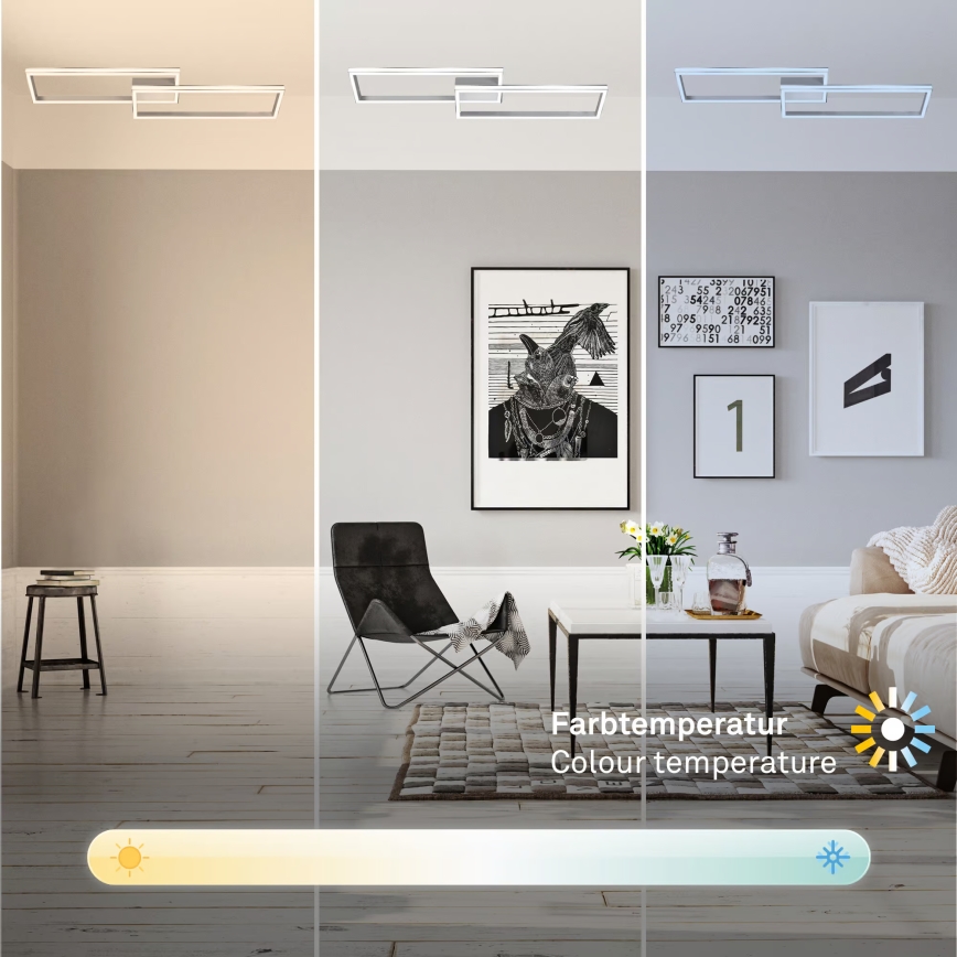 Briloner 3761019 - диммируемый потолочный светильник LED/45W/230V 2700-6500K, матовый хром + пульт дистанционного управления