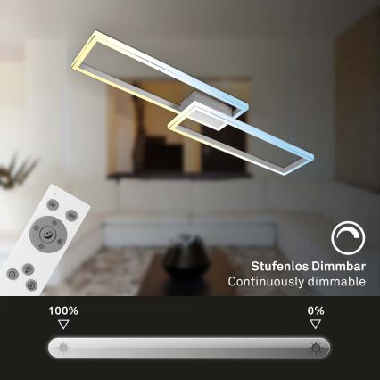 Briloner 3761019 - диммируемый потолочный светильник LED/45W/230V 2700-6500K, матовый хром + пульт дистанционного управления