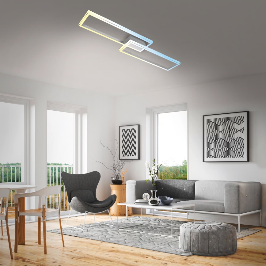 Briloner 3761019 - Затемнюваний світлодіодний стельовий світильник LED/45W/230V 2700-6500K матовий хром + пульт дистанційного керування