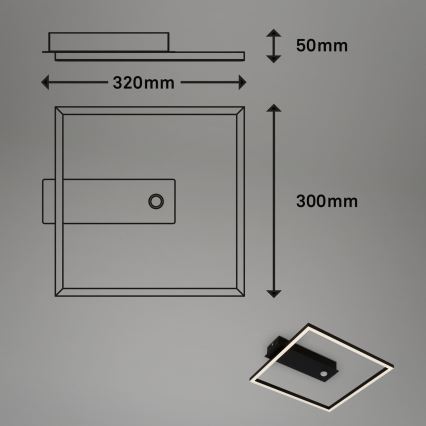 Briloner 3770-015 - LED стельовий світильник FRAME з датчиком руху та сутінковим датчиком LED/14W/230V 3000K 30x32 cm чорний