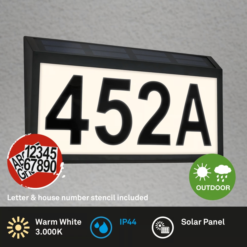 Briloner 3797015 - Солнечный светильник для номера дома, светодиодный LED/0,5W/1,2V 1200 mAh IP44