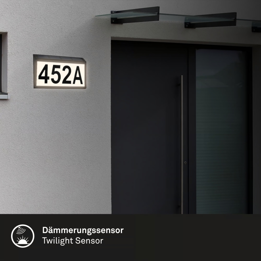 Briloner 3797015 - Солнечный светильник для номера дома, светодиодный LED/0,5W/1,2V 1200 mAh IP44