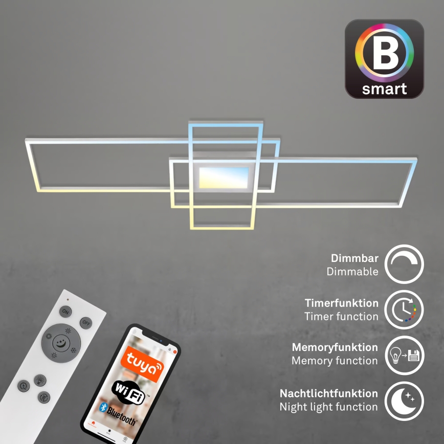 Briloner 3812019 - Регульований LED стельовий світильник RAM LED/56W/230V Wi-Fi Tuya 111x42 см + дистанційне керування