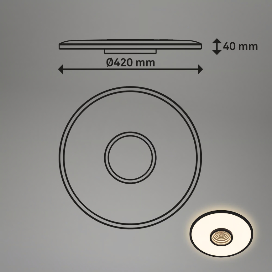 Briloner 3847015 - LED стельовий світильник TORO LED/18 Вт/230 В, діаметр 42 см, чорний
