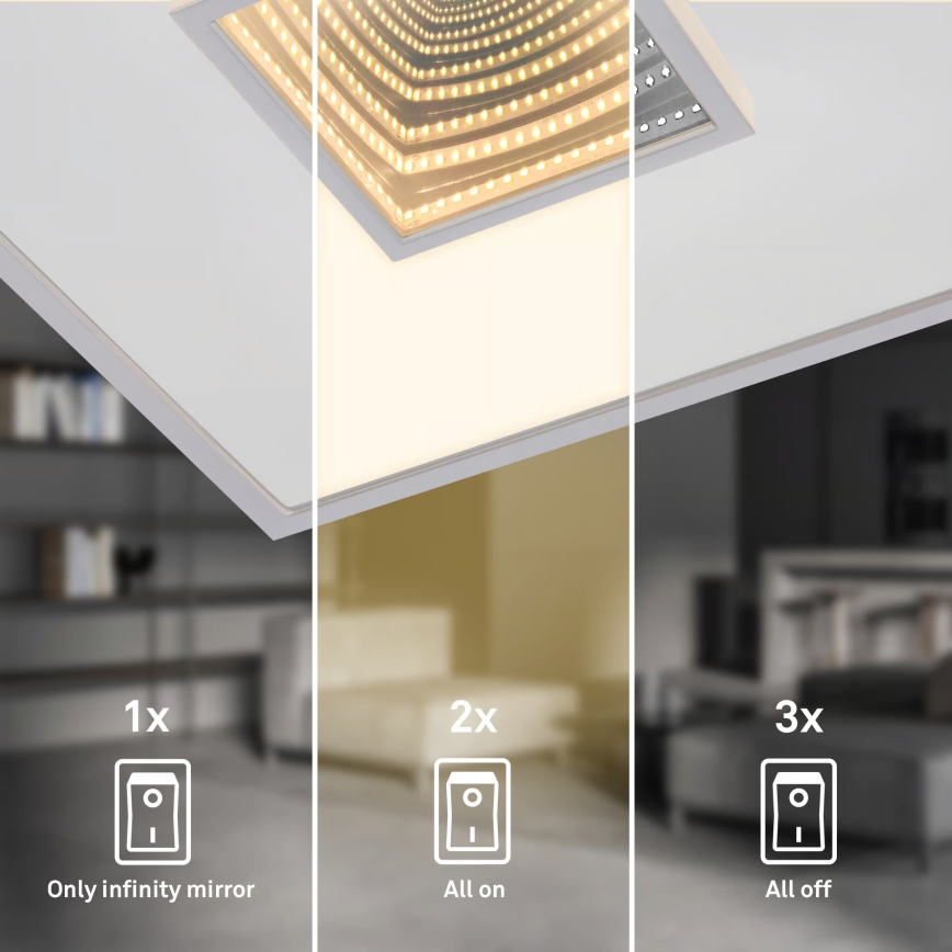 Briloner 3848014 - LED стельовий світильник TORO LED/18 Вт/230 В 42x42 см матовий хром