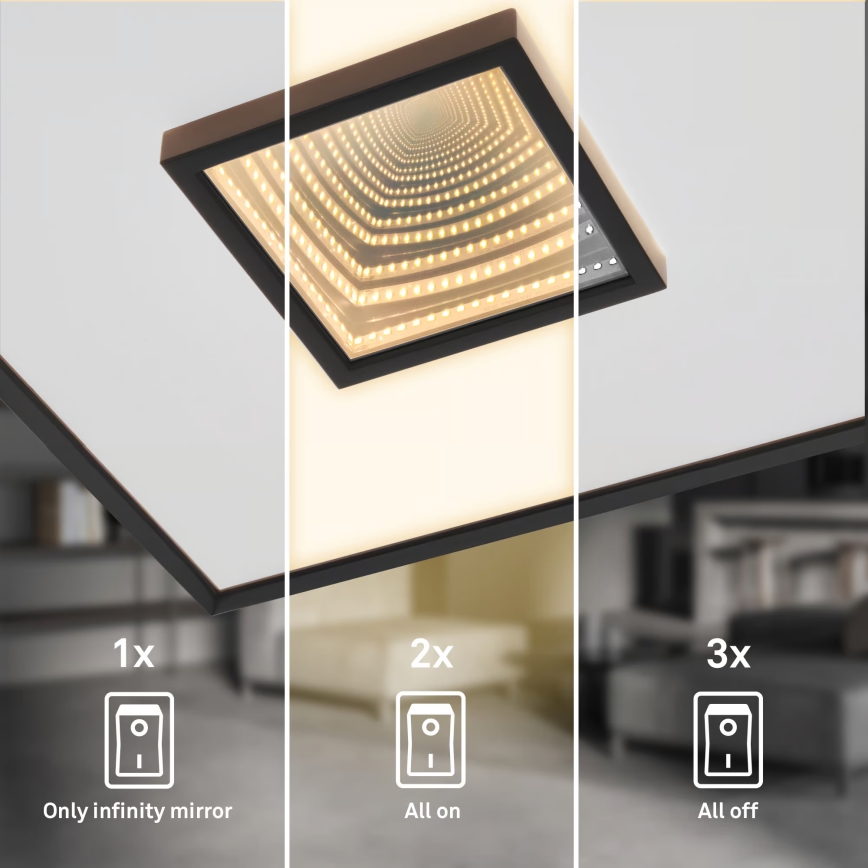 Briloner 3848015 - LED потолочный светильник TORO LED/18W/230V 42x42 cm чёрный