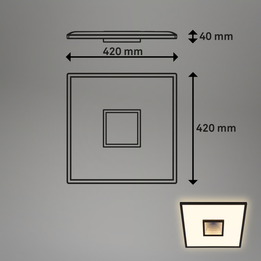 Брілонер 3848015 - світлодіодний стельовий світильник ТОРО 18 Вт/230 В 42x42 см чорний