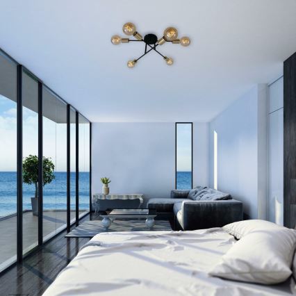 Briloner 3868-065 - Припотолочная люстра BLACK STEEL 6xE27/60W/230V