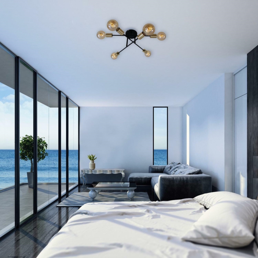 Briloner 3868-065 - Припотолочная люстра BLACK STEEL 6xE27/60W/230V