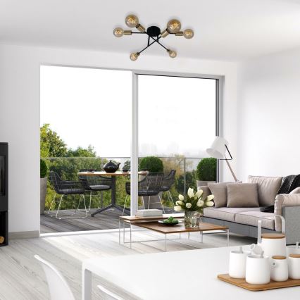 Briloner 3868-065 - Припотолочная люстра BLACK STEEL 6xE27/60W/230V