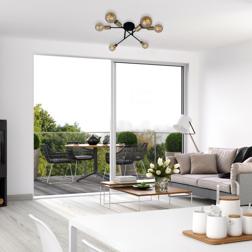 Briloner 3868-065 - Припотолочная люстра BLACK STEEL 6xE27/60W/230V