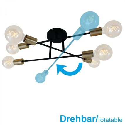 Briloner 3868-065 - Припотолочная люстра BLACK STEEL 6xE27/60W/230V