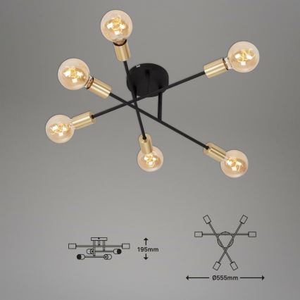 Briloner 3868-065 - Припотолочная люстра BLACK STEEL 6xE27/60W/230V