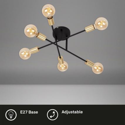 Briloner 3868-065 - Припотолочная люстра BLACK STEEL 6xE27/60W/230V