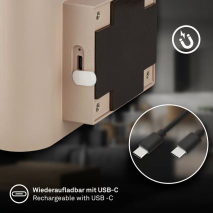 Briloner 3878011 - заряджуваний настінний світильник із датчиками руху та сутінків CHAT LED/3W/5V 2000 mAh бежевий