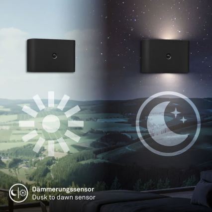 Briloner 3878015 - акумуляторний настінний світильник LED з датчиком руху та датчиком сутінок CHAT LED/3W/5V 2000 mAh чорний