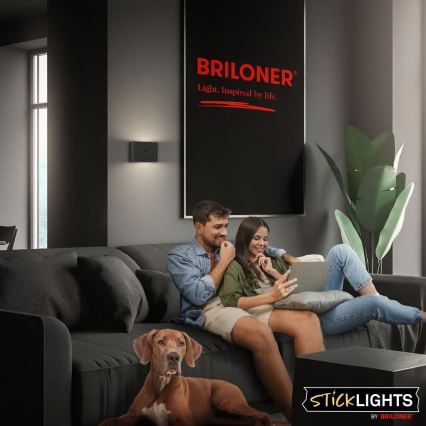 Briloner 3878015 - Перезаряжаемый LED настенный светильник с датчиком движения и сумерек CHAT LED/3W/5V 2000 mAh черный