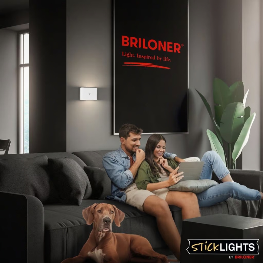 Briloner 3878016 - LED перезаряджуваний настінний світильник із сенсором руху та сутінковим датчиком CHAT LED/3W/5V 2000 mAh білий