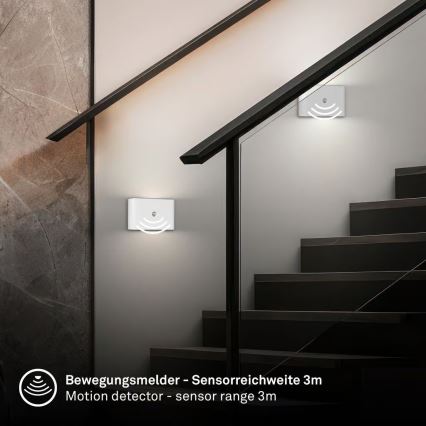Briloner 3878016 - LED аккумуляторный настенный светильник с датчиками движения и сумерек CHAT LED/3W/5V 2000 mAh белый