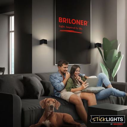 Briloner 3879015 - Перезаряжаемый светодиодный настенный светильник с датчиком движения и датчиком сумерек BORRA LED/1,5 Вт/5 В 3600 мА·ч черный