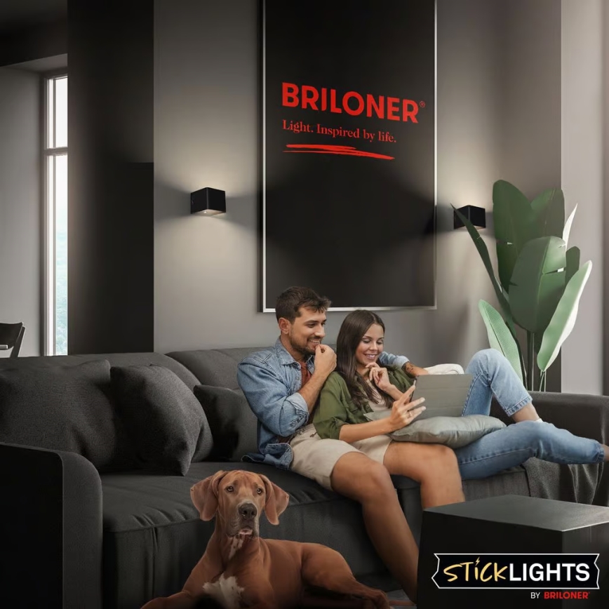 Briloner 3879015 - Перезаряджуваний настінний світильник LED з датчиком руху та сутінків BORRA LED/1,5Вт/5В 3600 мА·год чорний