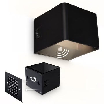 Briloner 3879015 - Перезаряжаемый светодиодный настенный светильник с датчиком движения и датчиком сумерек BORRA LED/1,5 Вт/5 В 3600 мА·ч черный