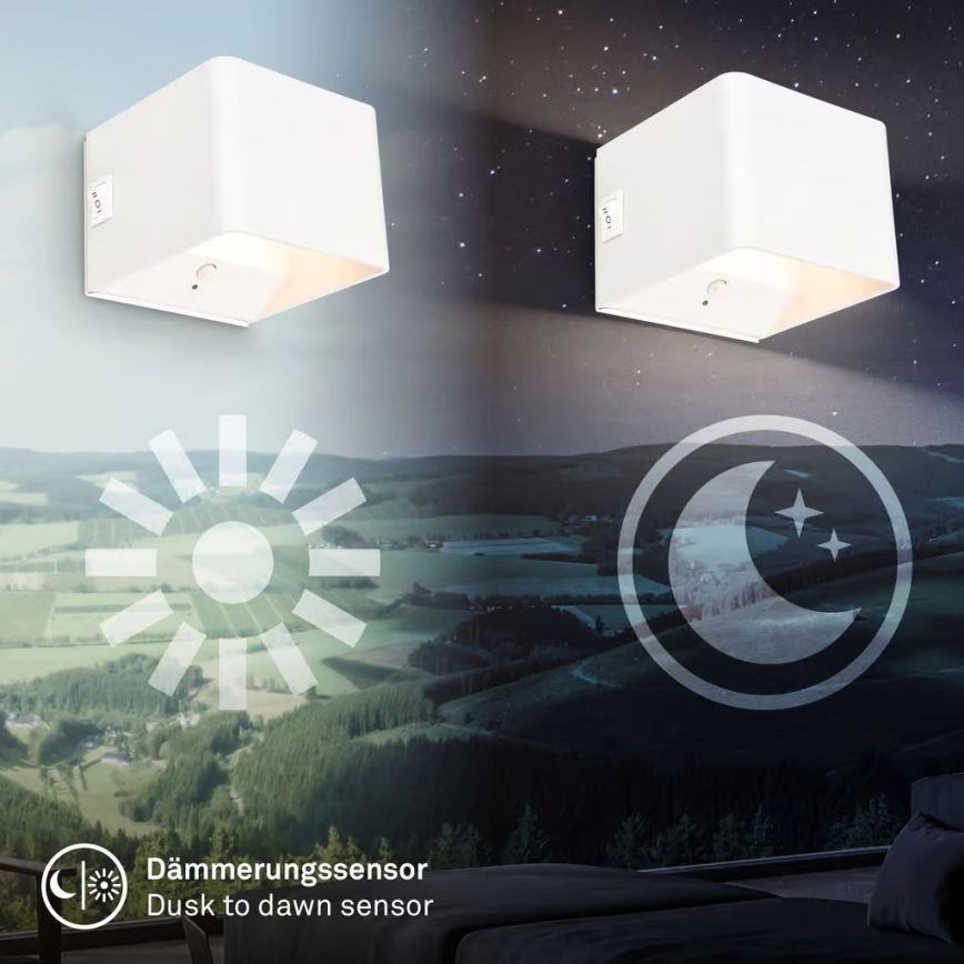 Briloner 3879016 - Перезаряжаемый настенный светильник BORRA LED с датчиком, 1,5 Вт/5 В, 3600 мА·ч, белый