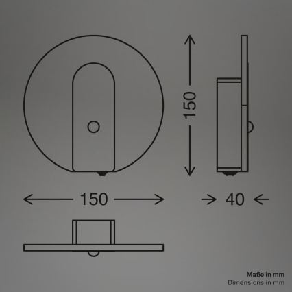 Брілонер 3889012 - перезаряджуваний світлодіодний настінний світильник ТАРО з датчиком руху та сутінків, 2,5 Вт / 5 В, 1800 мА·год, матовий хром