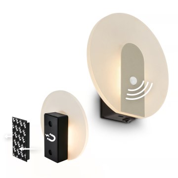 Брілонер 3889012 - перезаряджуваний світлодіодний настінний світильник ТАРО з датчиком руху та сутінків, 2,5 Вт / 5 В, 1800 мА·год, матовий хром