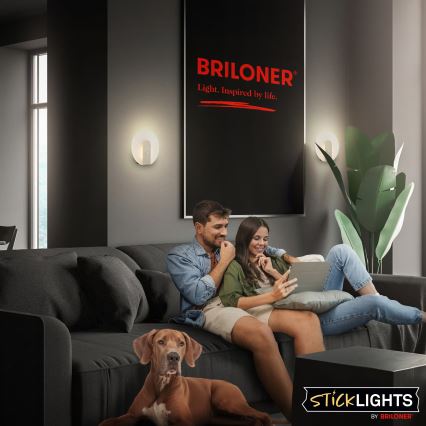 Briloner 3889012 - аккумуляторный настенный светильник с датчиком движения и датчиком сумерек TARO LED/2,5W/5V 1800 mAh матовый хром