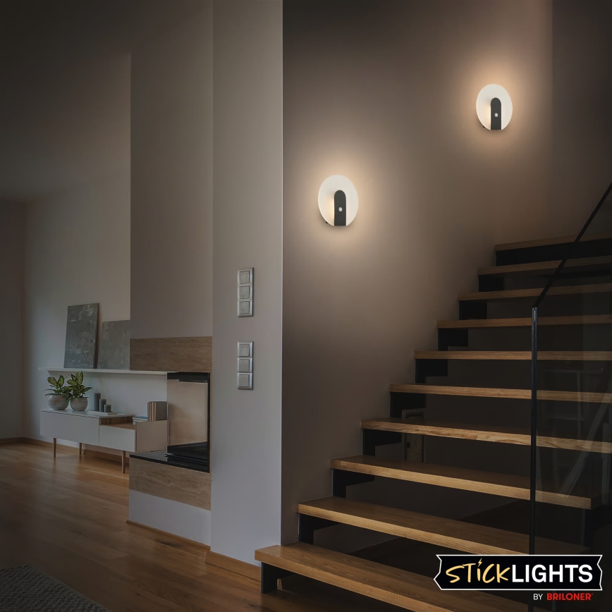 Briloner 3889015 - LED аккумуляторный настенный светильник с датчиком движения и сумерек TARO LED/2,5 Вт/5 В 1800 мА·ч чёрный