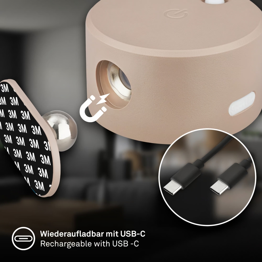 Briloner 3896011 - Диммируемый перезаряжаемый настенный светильник TARI LED/1,6W/5V 1500 mAh, бежевый