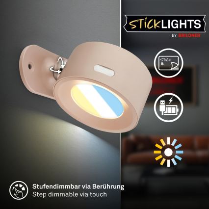 Briloner 3896011 - Димований акумуляторний настінний світильник TARI LED/1,6W/5V 1500 mAh бежевий