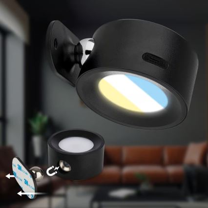 Briloner 3896015 - димований акумуляторний настінний світильник TARI LED/1,6W/5V 1500 mAh чорний