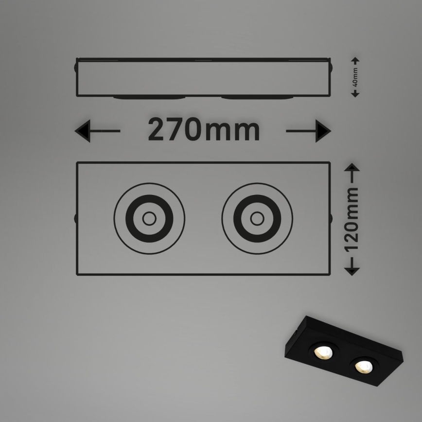 Briloner 3996025 - Світлодіодний точковий світильник CTS 2xLED/4W/230V 2700/4000K чорний