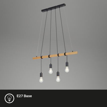 Briloner 4015045 - Подвесная люстра 4xE27/25W/230V каучуковое дерево