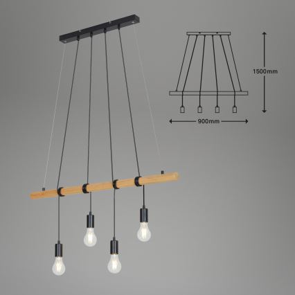Briloner 4015045 - Подвесная люстра 4xE27/25W/230V каучуковое дерево