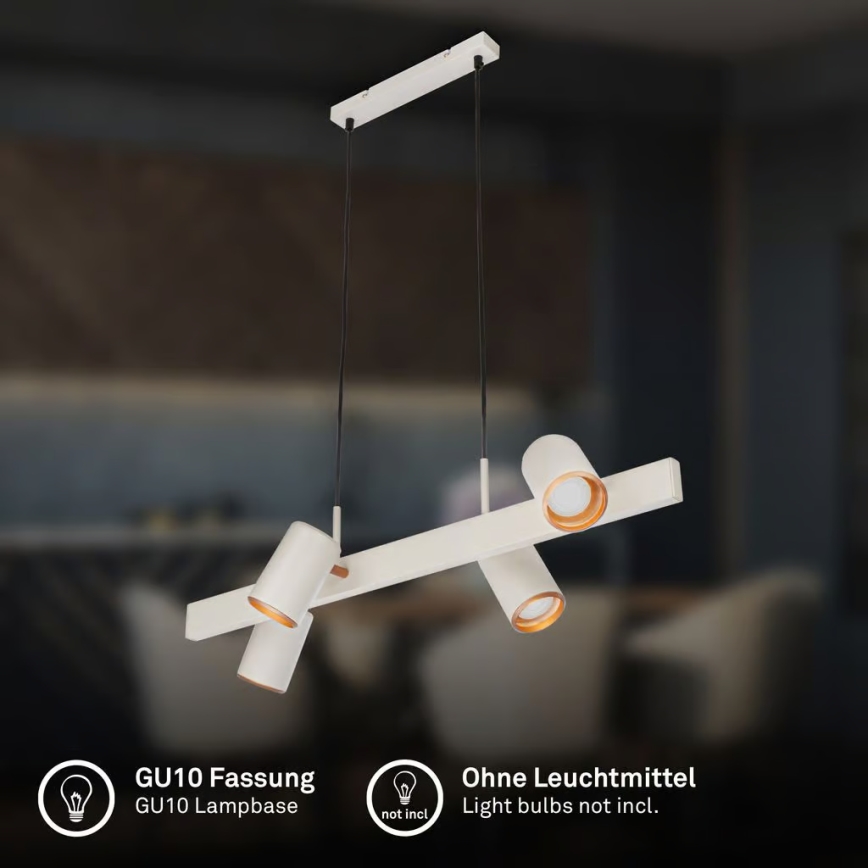 Briloner 4058044 - Підвісна люстра на тросі ERA 4xGU10/10W/230V кремова